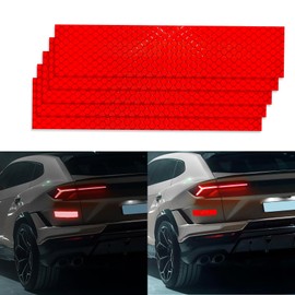 QZTYTY 5PCS High-Visibility Reflective Stickers, Reflective Car Decal, Waterproof Warning Reflective Stickers, Car Accessories Auto Reflector Tape Universal for Vehicle Truck (Red)