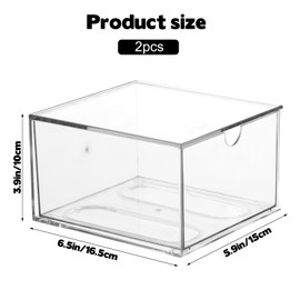 Rainmae 2 Pack Disposable Face Towel Holder, Face Towel Storage Box, Stackable Clear Makeup Organizer with Drawer for Clean Skin Club Face XL Towels Holder for Vanity Bathroom and Makeup Organization