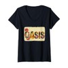 Womens Colorful Oasis Statement with Flowers V-Neck T-Shirt