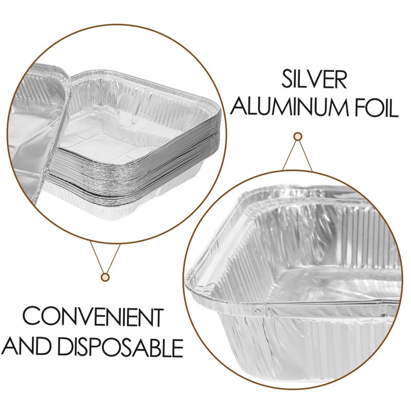NOLITOY 30pcs Aluminum Foil Baking Trays Square Disposable Loaf Pans