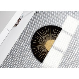 Mingnei Boho Black Sun Sunrise Sunshine Shaped Quick-Dry Diatomaceous Earth Bath Mat,Mid Century Modern Art Soft Diatom Mud Absorbent Floor Mat for Bathroom Shower Kitchen 28 x 16 Door Mat (Yellow)