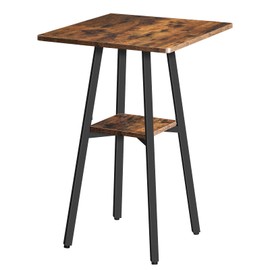 HOOBRO Bar Table, 2-Tier High Top Pub Table, Counter Height Table with Storage, Small Kitchen Dining Table, 36.6" High Bar Table for Living Room Party, Easy to Assemble, Rustic Brown BF51BT01