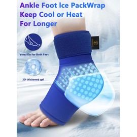 Ankle Ice Pack Wrap for Injuries Reusable for Swollen Feet, Achilles Tendonitis Relief, Plantar Fasciitis Relief (L)