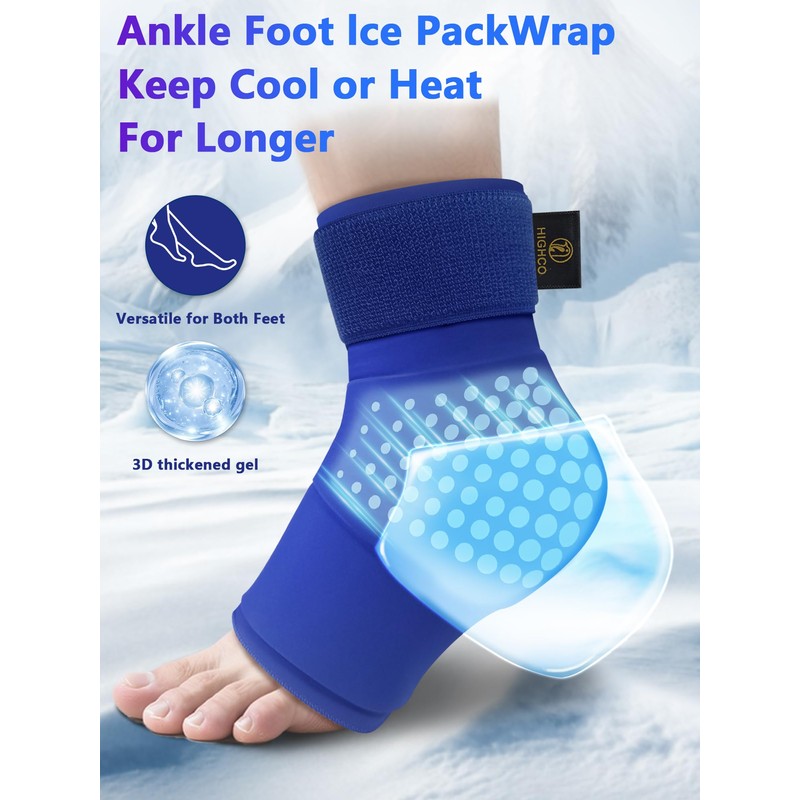 Ankle Ice Pack Wrap for Injuries Reusable for Swollen Feet,