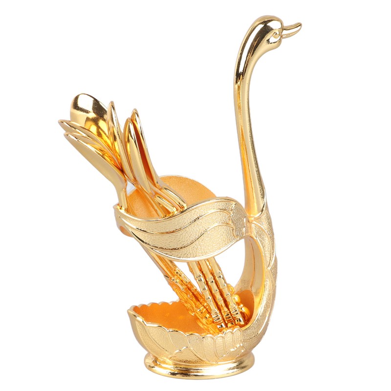Coffee Spoon Holder Elegant Swan Shaped Alloy Mirror Polish Rich