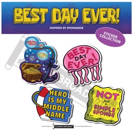 Coloring Broadway "Best Day Ever!" Sticker Collection - Set of 4 - die-Cut, Bubble Free Vinyl. (3" x 3" - Set of 4)