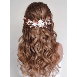 CASDRE- Enredadera para el cabello de novia con flores de Casdre, tocado de novia con perlas, accesorios para el cabello con hojas, pieza para el cabello para mujer