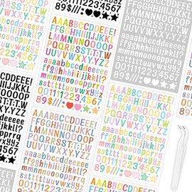 30 Sheets Vinyl Letters Stickers Small, Tiny Letter and Number Stickers 1/2 inch, Cute Mini Alphabet Stickers Waterproof for Water Bottles Scrapbooking DIY Crafts Kids