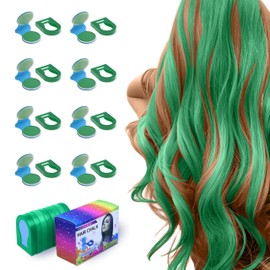 Hair Chalk for Kids hair color kids makeup sets for girls 5-8 Kids' washable hair chalk - temporary hair color that can be washed off after application（Green)
