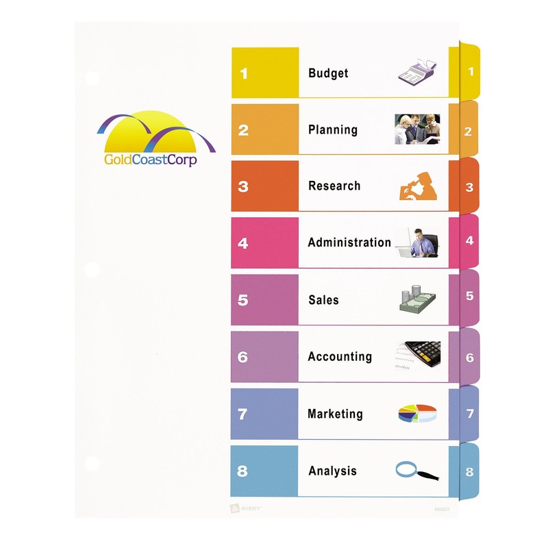 AVERY Ready Index Table of Content Dividers for Laser and