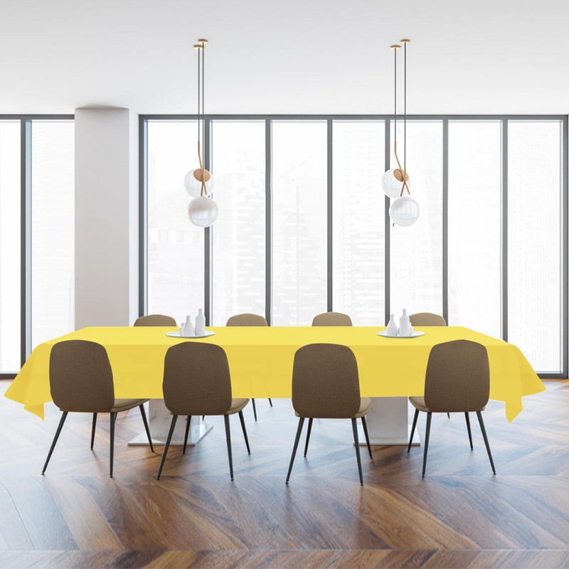 3 Pack Yellow Plastic Tablecloth Disposable Rectangular Table Cloth 54