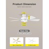 TALOYA Ceiling Fans with Lights and Remote, 46 Inch Low