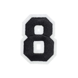 Number Eight Sew-On Badge/Iron-On Patch [German Import] Black/White College 8 Number