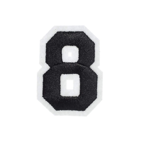 Number Eight Sew-On Badge/Iron-On Patch [German Import] Black/White College 8
