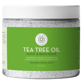 Pure Body Naturals Tea Tree Oil Foot & Bath Soak with Epsom and Dead Sea Salt, 20 oz - Therapeutic Blend - Relief for Tired Muscles, Addresses Common Foot and Toenail Issues, Eliminates Foot Odor