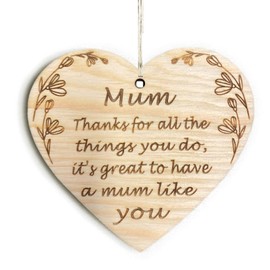 Mother's Day Wooden Sign Gift for Her Gift for Him Mothers Day Wooden Sign Heart Sign Decorative Sign 10 x 10 cm Saying Gift Wooden Gift for Friends