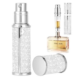 Travel Atomizer Refillable Portable Perfume Bottles Refillable Sprayer Travel Perfume bottle Refillable,Scent Sprayer Pump Fill Bottom Bottle travel mini perfume refillable bottle 5ml (Shining Silver)