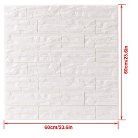 3D Brick Textured Pattern Wall Panels Wallpaper Self-Adhesive PE Foam Waterproof Modern Style for Living Room Bedroom Kitchen Wall Covering Background Decoration 12PCS=46.5SQ.FT(12PCS, White)
