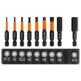 Screwdriver Bit Set, 9 Pieces, Screwdriver Bits Set, 1/4 Inch Hex Shank, 50 mm Long Bits Set, Screwdriver Bit for Cordless Screwdriver, Magnetic S2 Hexagon Hexagon Socket Screwdriver (H1.5-H10)