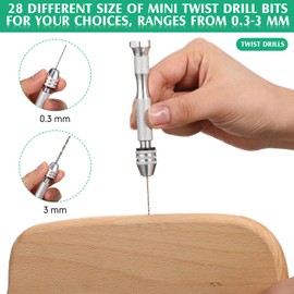 Mudder 57 Pieces Hand Drill Bits Set, 46 Pcs Pin Vise Micro Twist Drills and 10 Pcs PCB Mini Cutting Bits for Resin Polymer Clay Craft DIY Jewelry (Silver)