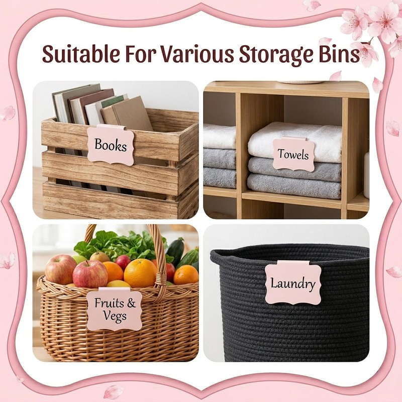 12 PCS Basket Labels Clip On, Removable Clip on Labels