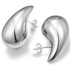 Aretes de lágrima para mujer, aretes de aro de oro grueso, aros abiertos huecos gota de agua de peso ligero, hipoalergénicos, chapados en oro de 18 quilates, joyería ligera de moda