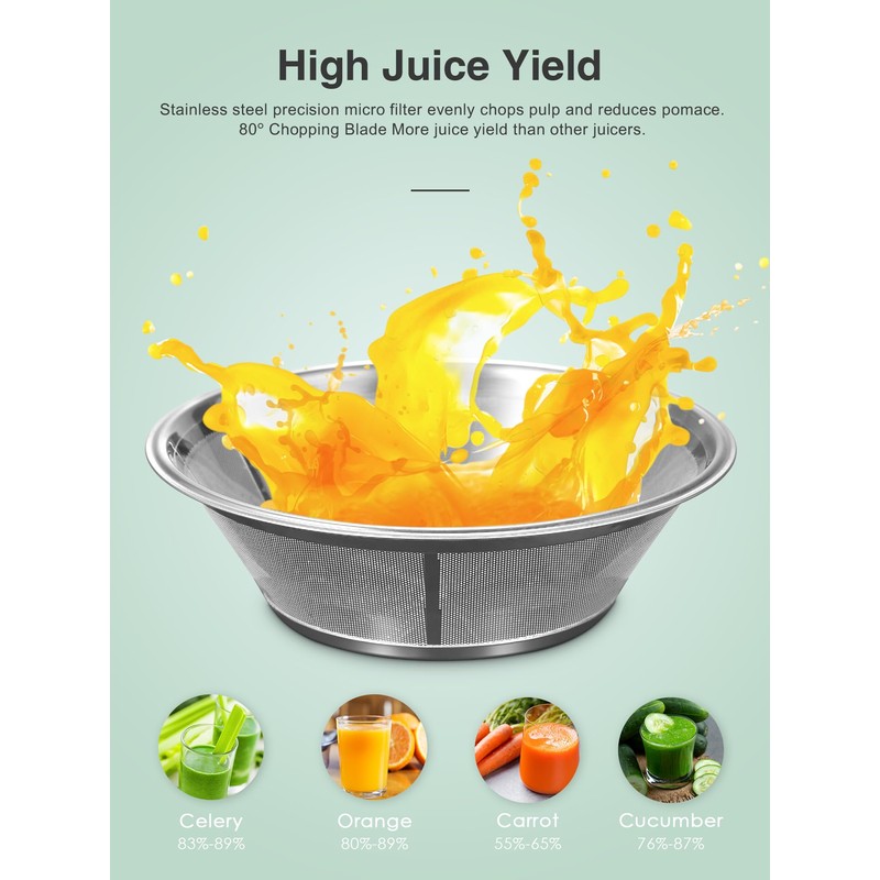 QCen Juicer Machine, 500W Centrifugal Juicer Extractor with 3” Wide