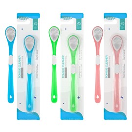 3 Colors, 3 Pieces Tongue Scraper and Tongue Cleaning Brush, Double Sided Soft Tongue Coating Brush, Portable Food Grade Mouth Massage Brush