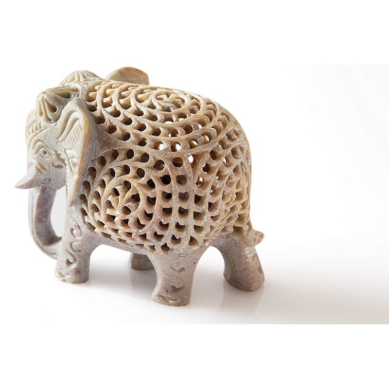 StarZebra - Nested White Elephant Figurines Handmade in Jali or