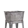 Benjara Multi Functional Galvanized Metal Tub on Stand, Gray