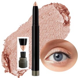 2 in 1 Eyeshadow stick Eyeliner Pencil Cream Shimmer Smooth Eye Shadow Sticks Pencil Nude Matte Korea Palette Primer Glitter Crayon Liquid Highlighter Pencils Champagne 02