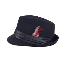 Unisex Timelessly Classic 20s Trilby Fedora Hat Men Women Short Brim Panama Jazz Cap Manhattan, D-black Red, One Size