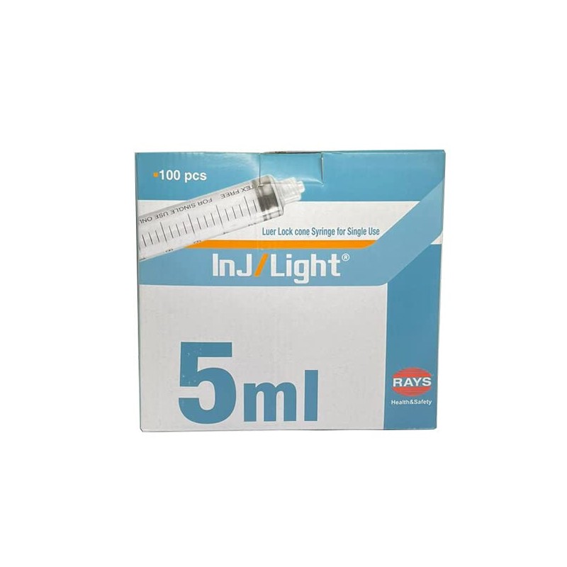Sterile Rays 5ml Luer Lock Syringes box 100