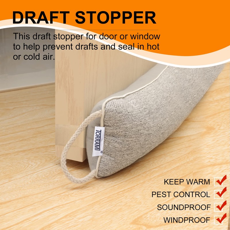 TORRAMI 38" Door Draft Stopper Under Bottom Insulation Noise Air