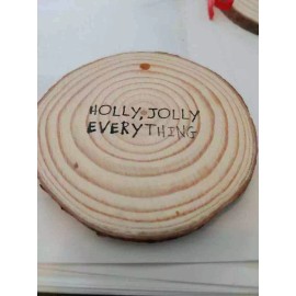 Rustic Wood Slice Christmas Ornament/Tag - "Gnome"   "Holly Jolly Everything"