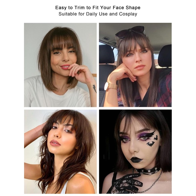 DILUSILK Clip in Bangs Real Human Hair Fringe Bangs with