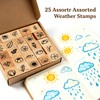 25 Pcs Mini Wooden Rubber Stamps for Journaling, Flower Set