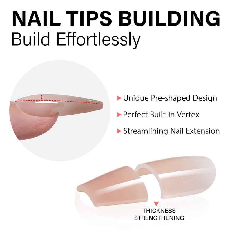 AILLSA Medium Gel Nail Tips Square Shape 5 Natural Colors