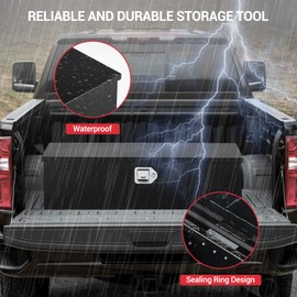 GarveeTech 39 Inch Aluminum Truck Tool Box, Truck Bed Storage Box with Security Lock and Wider Handles, Heavy Duty Waterproof Tool Boxes Organizer Chest for Pick Up Truck Rv Trailer,Black