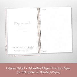 paper&you® Bullet Journal Dotted A5 with Spiral Bound "Shiny Moments" 160 Pages, Notebook Dotted with Spiral, College Pad, Spiral Notepad - Sustainable and Climate Friendly