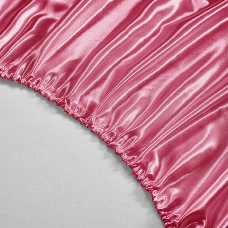 HommxJF 4Pcs Peach Red Silky Comforter Bedding - Twin Size