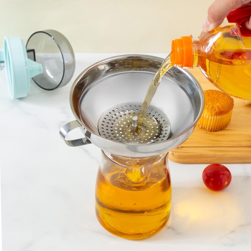 2pcs Canning Funnels for Filling Mason Jars with Strainer, Food