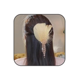 TELAIN 2-Piece Feather Hair Clip Set Artificial Swan Hair Accessories Ballet Style Hairpins for Stage and Party (Pink)