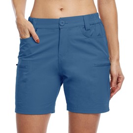Willit Women's Shorts Hiking Cargo Golf Shorts Outdoor Summer Stretch Shorts with Pockets Water Resistant Blue Ashes M