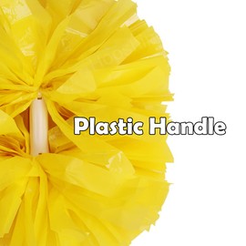 Hooshing 2PCS Yellow Pom Poms Cheerleading with Baton Handle for Team Spirit Sports Dance Cheering Kids Adults