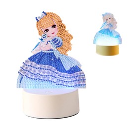 liuer Diamond Painting Children, 3D Diamond Painting Night Light Snow Princess Craft Set Diamond Painting Children Girls Children Gifts Ideas DIY for Craft Set Children from 6 Years