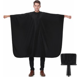 TILYIALA Waterproof Barber Cape with Neck Duster Brush, Professional Hair Cutting Capes , Hair Cape for Haircuts, Haircut Cape for Men Women Kids, Hair Stylist Hair Dresser Apron (Black)