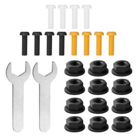 HINFHI 12-Piece Screws, 12-Piece Nuts, 2-Piece Wrench, Small Plastic Screws, Car License Plate Fixation, Simple Open-End Wrench, Hardware Accessories.