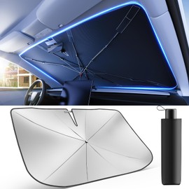 [2025 Upgrade] Weektic Windshield Sun Shade Umbrella [Urethane Coated Heat Shield] Ultimate Cooling Car Sun Shade Protect Interior from Sun Rays & Keep Cool, Small (53" L x 30" W)