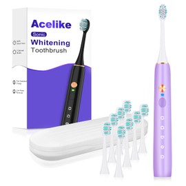 Sonic Electric Toothbrush for Adults and Kids, Rechargeable Toothbrush with 8 Brush Heads & Travel Case, 5 Modes & 2 Minute-Timer, 45000VPM Deep Clean, IPX7,One Fast Charge Last 120 Days - Purple